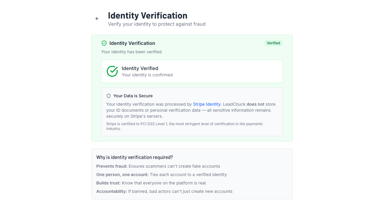 Identity verification with retry option