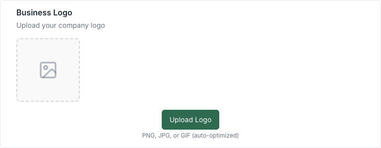 Profile page with logo upload