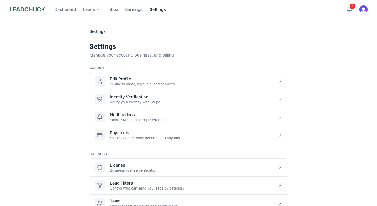 Dashboard showing accept rate and trust level
